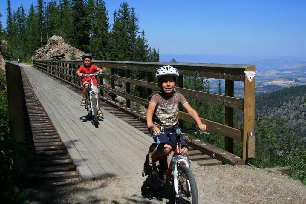 Myra Canyon cycling with kids