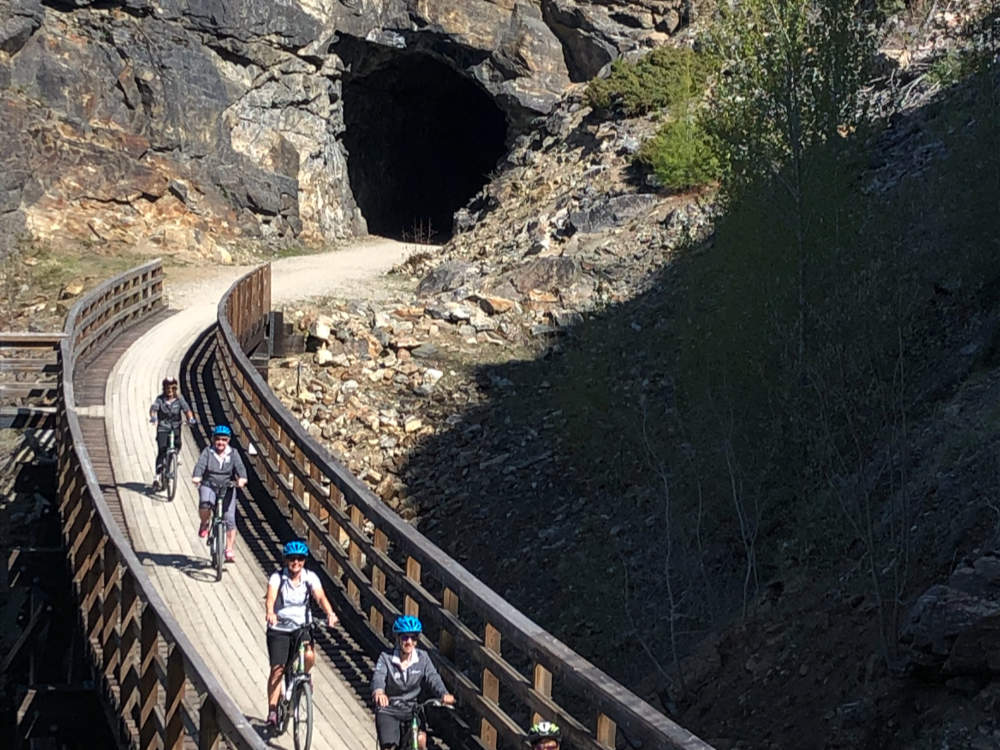Myra Canyon bicycle tour tunnel
