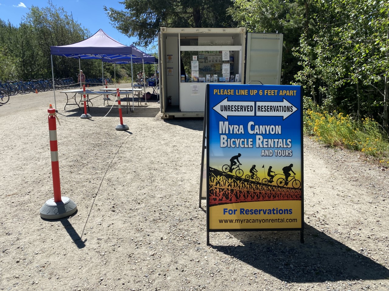 Myra Canyon Bicycles Rental sign Myra Canyon Bicycles Rental sign