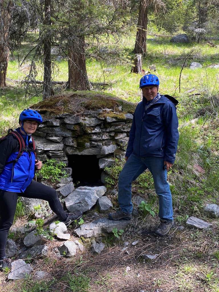 Myra Canyon cyclists resting