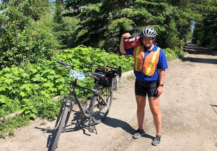 Safety girl working the trail